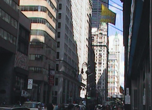 Lower Broadway with American Express bldg and Woolworth bldg